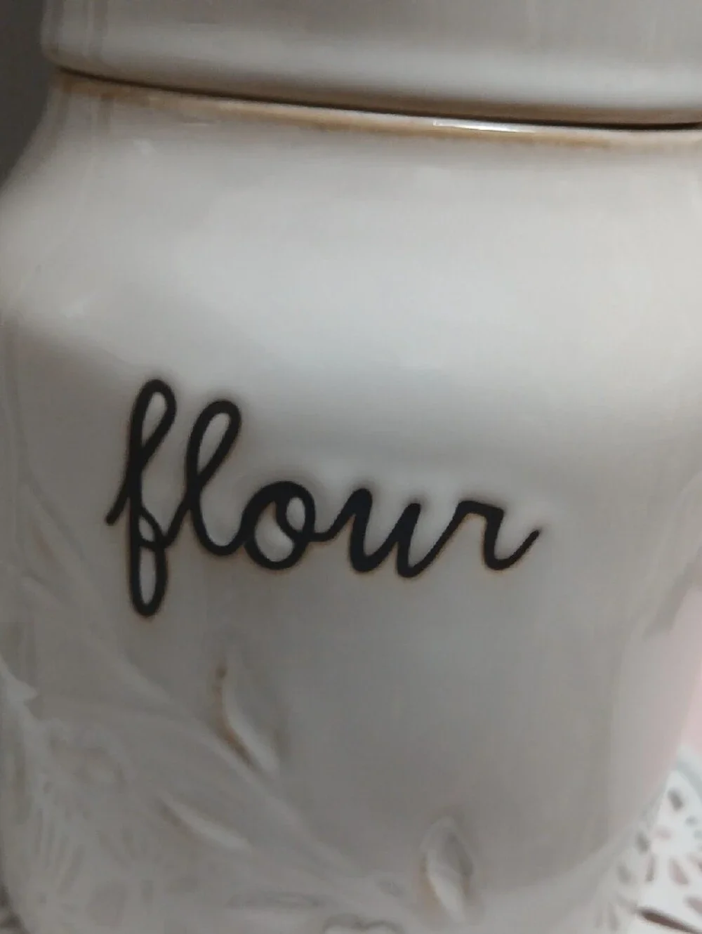 New!! Rae Dunn Cream Ceramic FLOUR Canister NWT